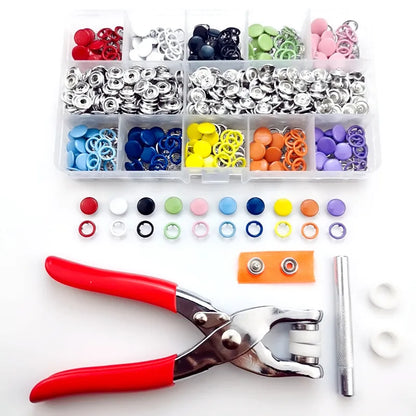 Snap Button Pliers Kit - 100/200pcs, 10 Colors for DIY Sewing